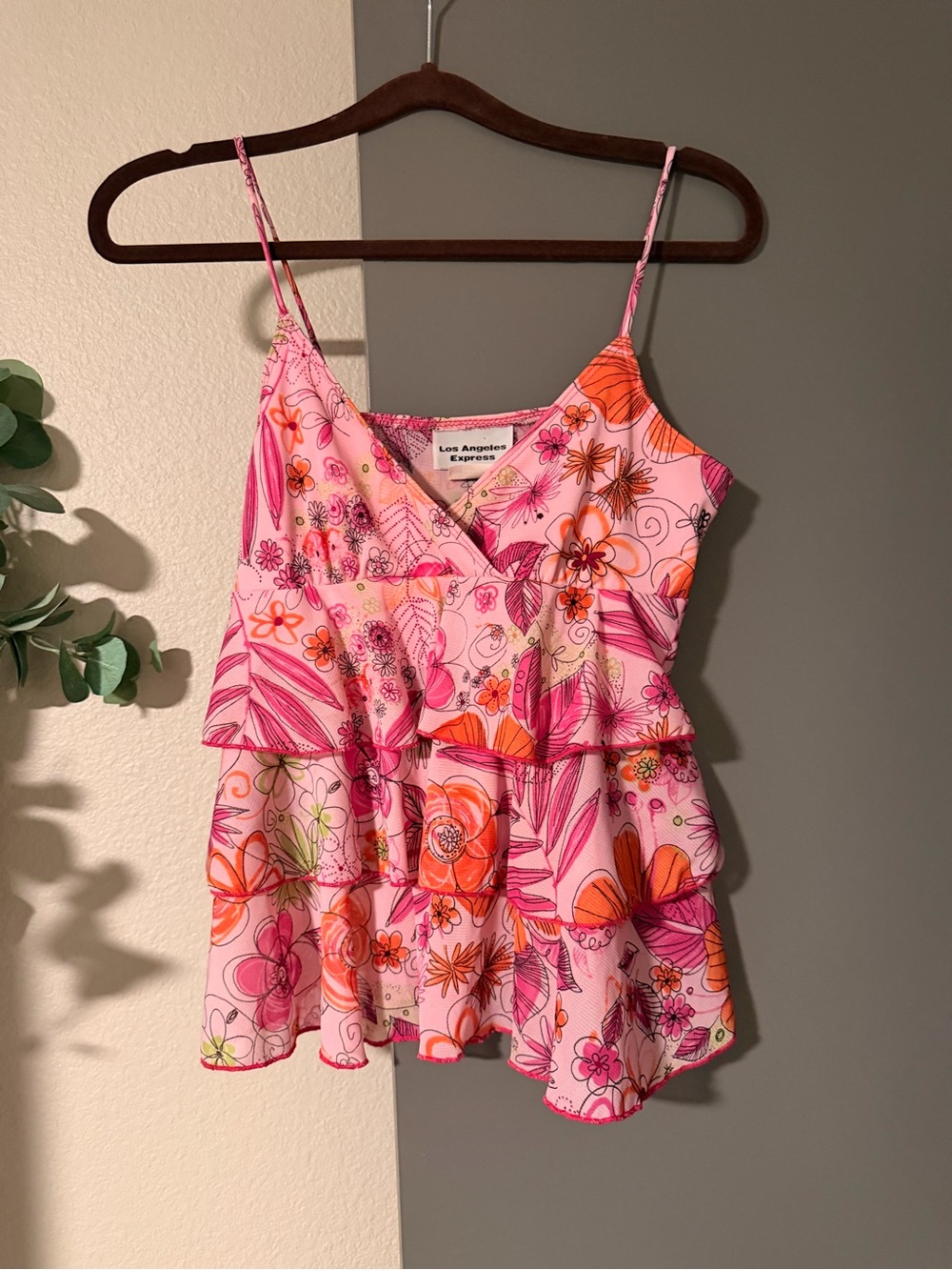 Pink Floral Tiered Cami Top